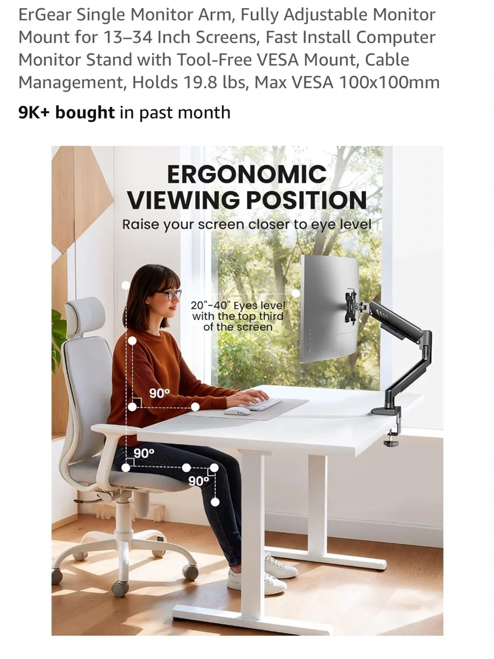 NEW IN BOX Adjustable Single Monitor Arm - Black
